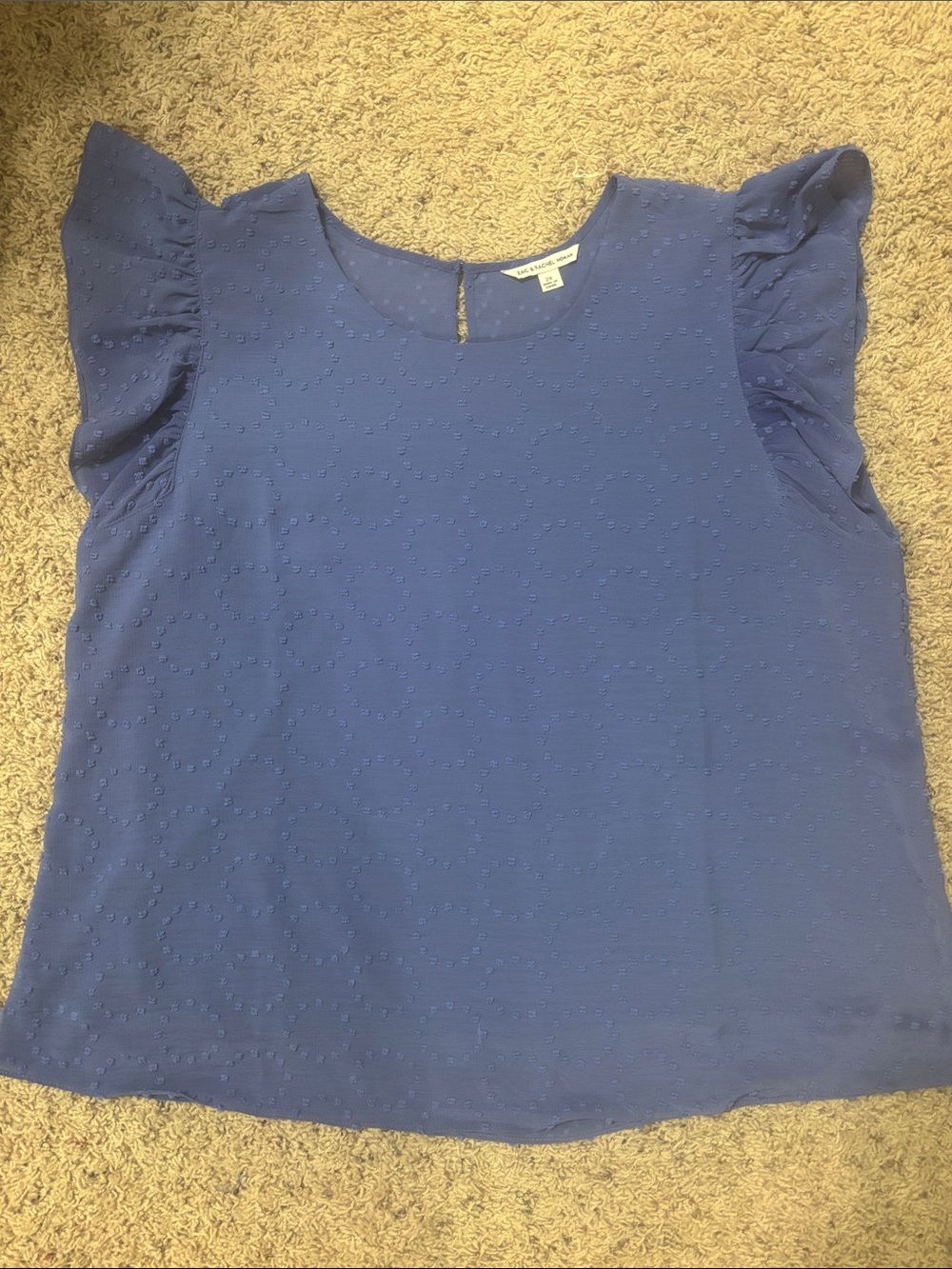 Zac & Rachel Blue Flutter Sleeve Swiss Dot Blouse - Picture 2 of 8